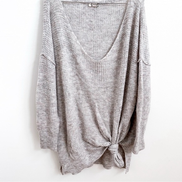 Perfect Free People C.O.M.F.Y. Pullover camel tan waffle V-neck Sweater - Picture 10 of 11